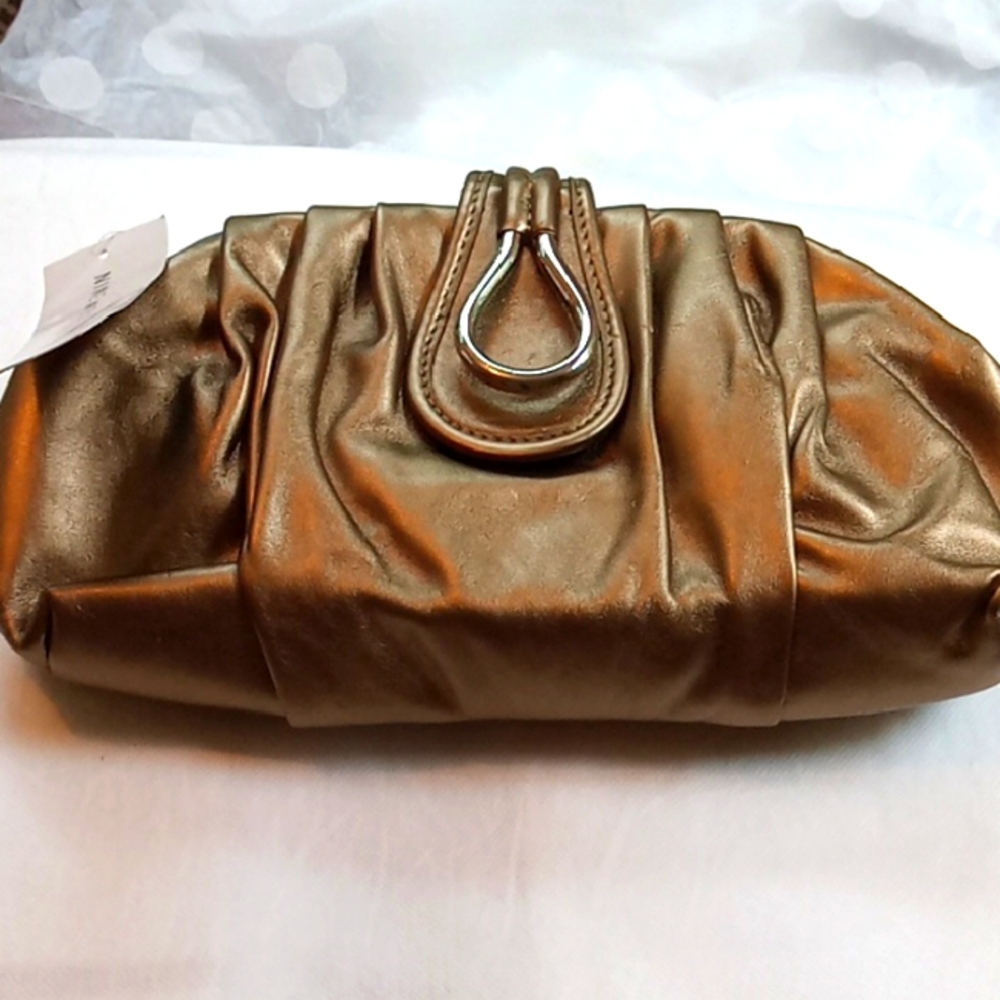 NEW.  NINE WEST EXPRESSO BRONZE PURSE - USE AS CLUTCH OR SHOULDER BAG.